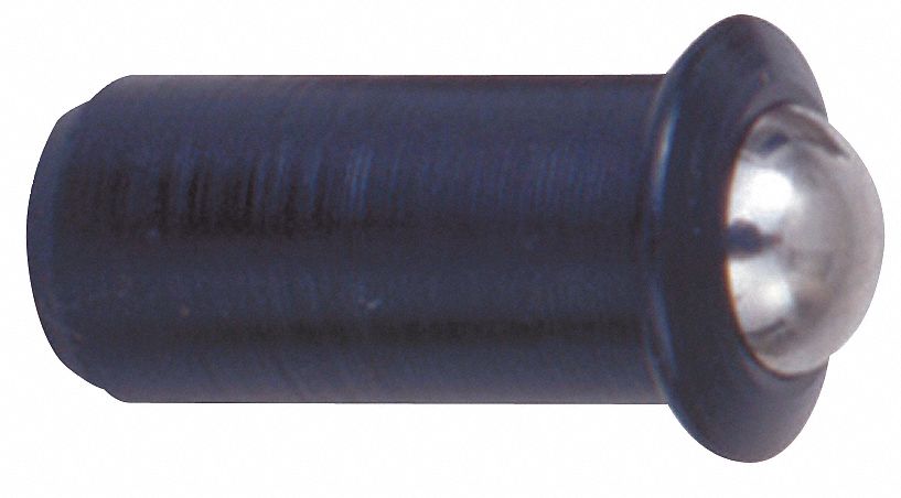 SPRING PLUNGER, PRESS STEEL FIT, STEEL, BLACK OXIDE , 0.48 IN, 5 PK