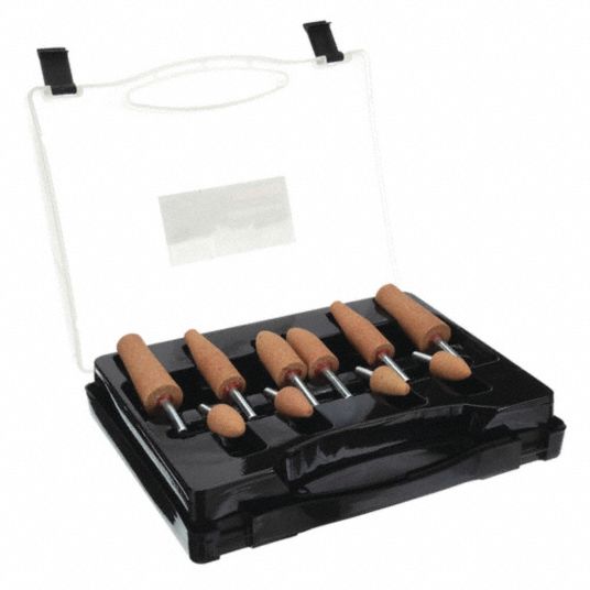 Vitrified Mounted Point Kit, 36 Grit, Extra Coarse Aluminum Oxide