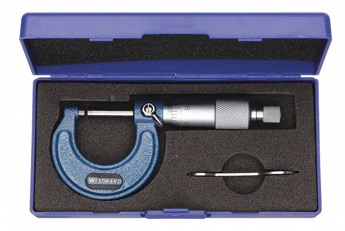 MECHANICAL OUTSIDE MICROMETER, INCH, 0 IN TO 1 IN RANGE, +/-01 IN ACCURACY