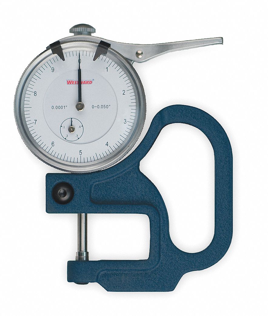 WESTWARD Dial Thickness Gage, Throat Depth 1.18 in, Long Form