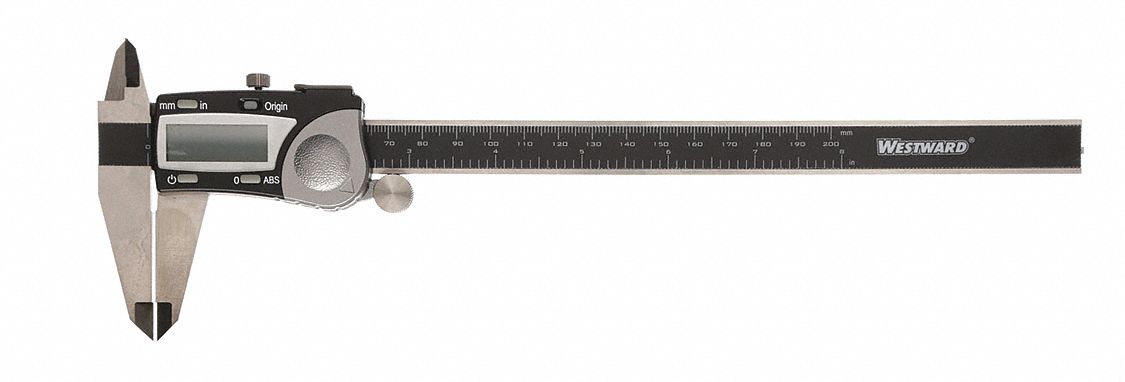 OD/ID DIGITAL CALIPER, 0 TO 8 IN/0 TO 20MM RANGE, IP40, +/-015 IN/+/-0.02MM ACCURACY