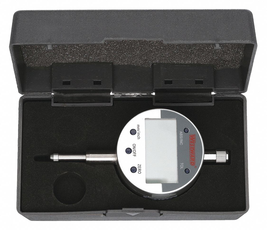 Digital Indicator: 0 in to 0.5 in /0 mm to 12.7 mm, Inch/Metric, 0.001 in/0.03 mm Accuracy
