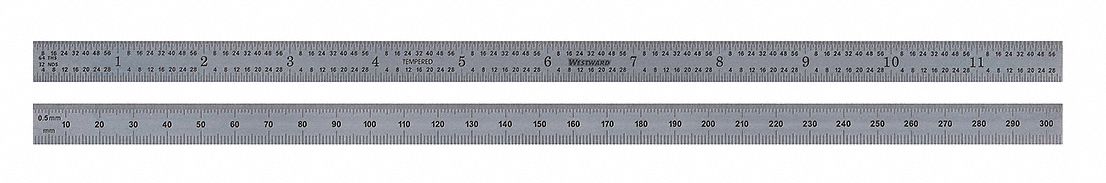 Steel Rule,Flexible,12 In,32/64/0.5/1mm - Grainger