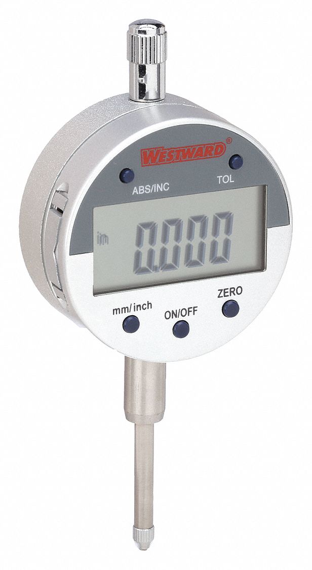 Digital Indicator: 0 in to 1 in /0 mm to 25.4 mm, Inch/Metric, 0.001 in/0.03 mm Accuracy