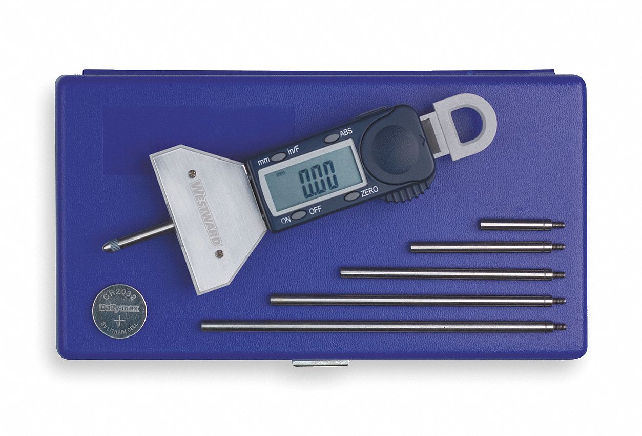 WESTWARD RodStyle Digital Depth Gauge 0 in to 16 in/0 to 405 mm Range