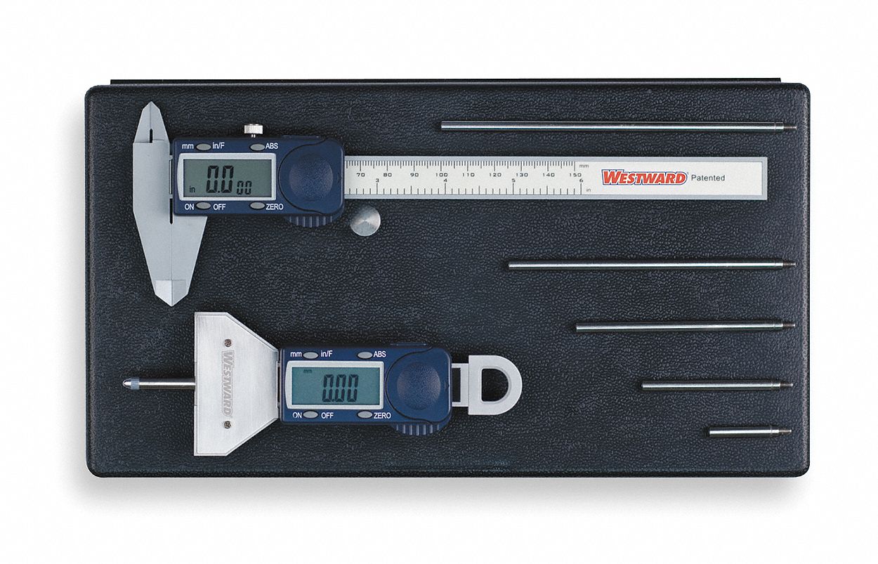 WESTWARD Precision Measuring Tool Kit 2 Pieces, Digital Caliper, Digital Outside Micrometer