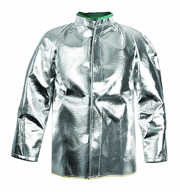 ALUMINIZED COAT, XL, CARBON KEVLAR, 30 IN L, VENTED BACK/UNDERARMS