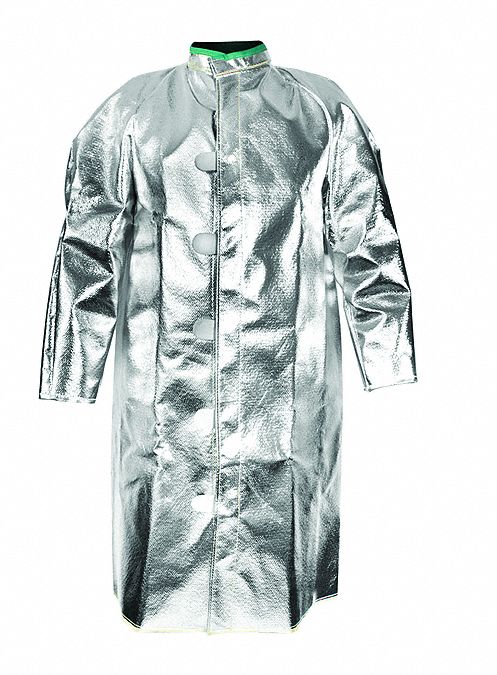 NATIONAL SAFETY APPAREL Aluminized Coat: XL, Carbon Kevlar®, 45 in 