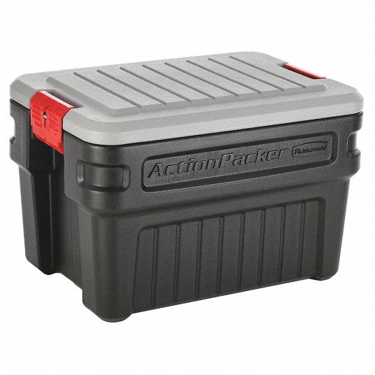 RUBBERMAID, 24 gal, 26 in x 18 1/2 in x 17 in, Attached Lid Container -  2YU13
