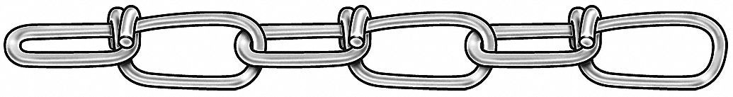 Double Loop Chain: Steel, 90 lb Working Load Limit, Double Loop, 1 1/8 in Link Inside Lg