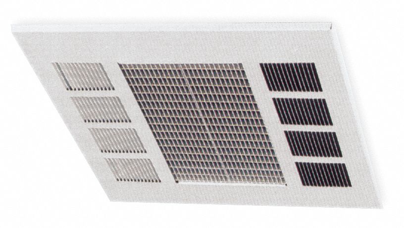ELECTRIC CEILING PANEL HEATER, 2500/3800/5000W, 277V AC, 1-PHASE, RECESSED, GREY