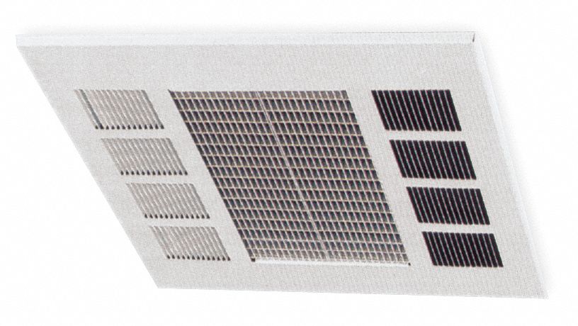 ELECTRIC CEILING PANEL HEATER, 2500/3800/5000W, 208V AC, 1 OR 3-PHASE, RECESSED, GREY