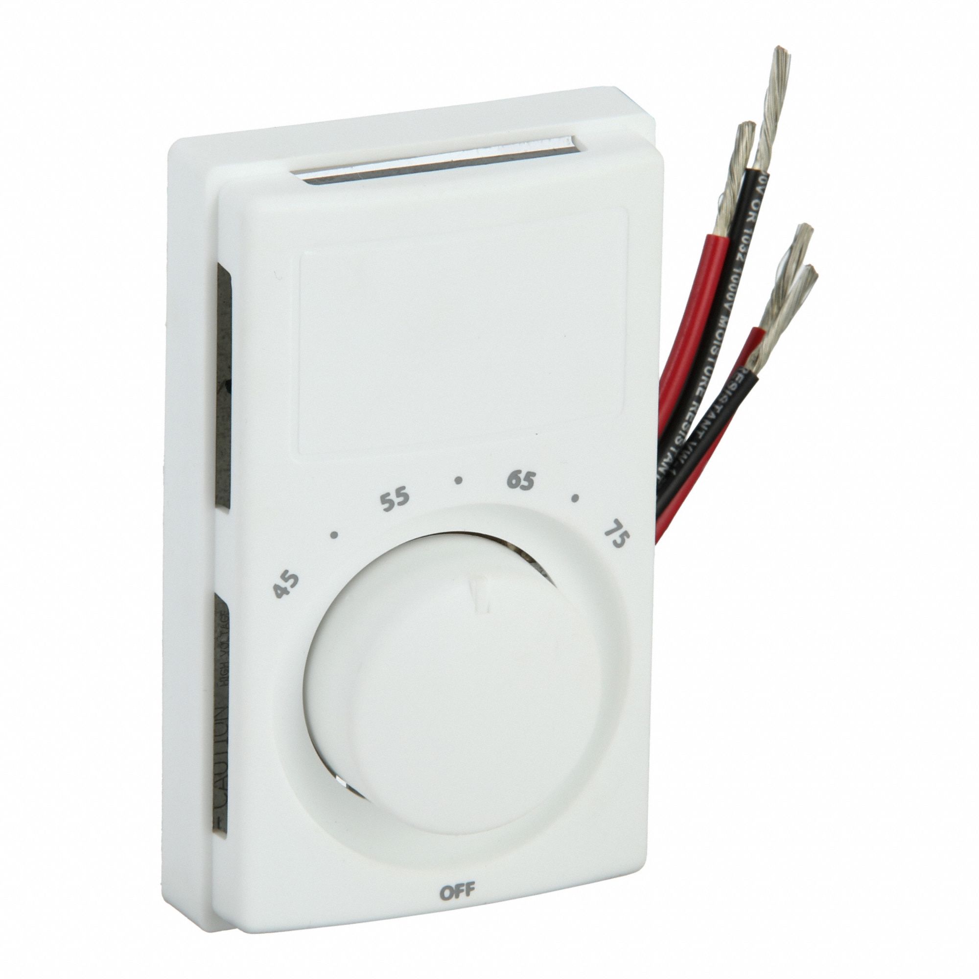 Electric Wall & Ceiling Heater Thermostat: Wall Mount, 45° to 75°F, 120/277V AC, 2 Poles