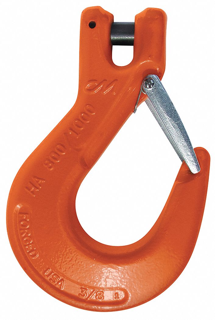 Slip Hook, Steel, 100 Grade, Clevis, 3/8 in Trade Size, 8800 lb Working