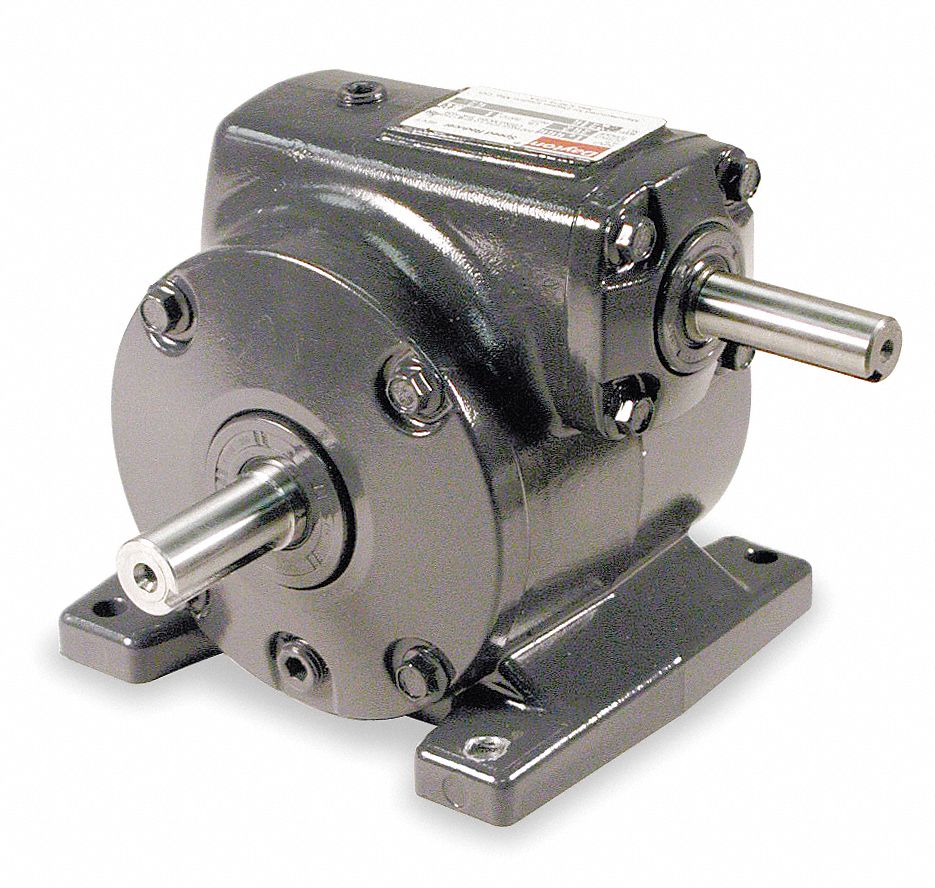 DAYTON Speed Reducer: 26:1, 67 RPM, 0.75 hp Input Max, 385 in-lb Output  Max, Round