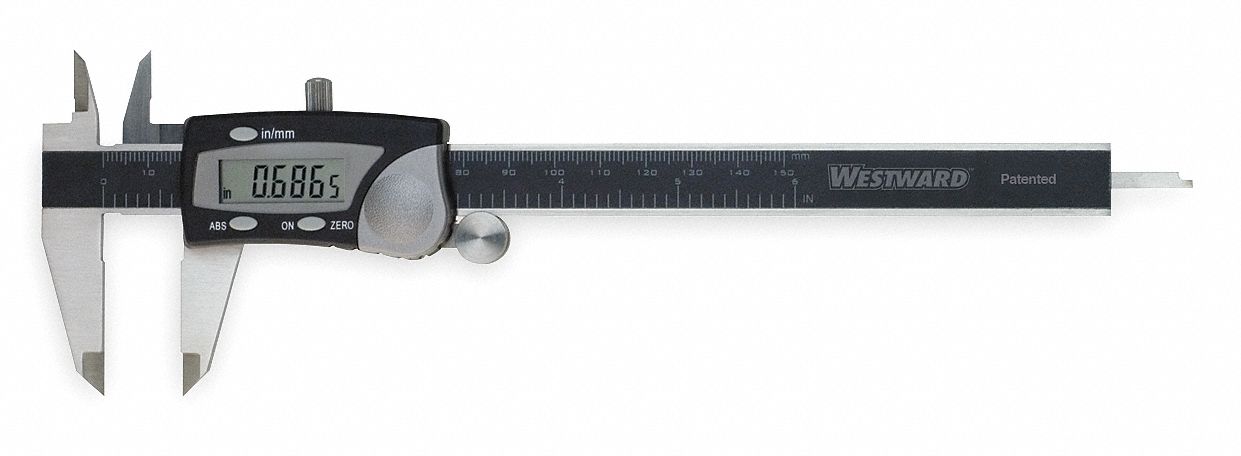 WESTWARD Calibrador Vernier Digital, Rango 06"/0150mm, Resolución 0.0005"/0.01mm
