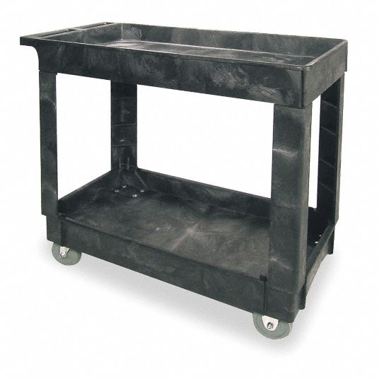 Rubbermaid Flat Shelf Utility Cart, Black