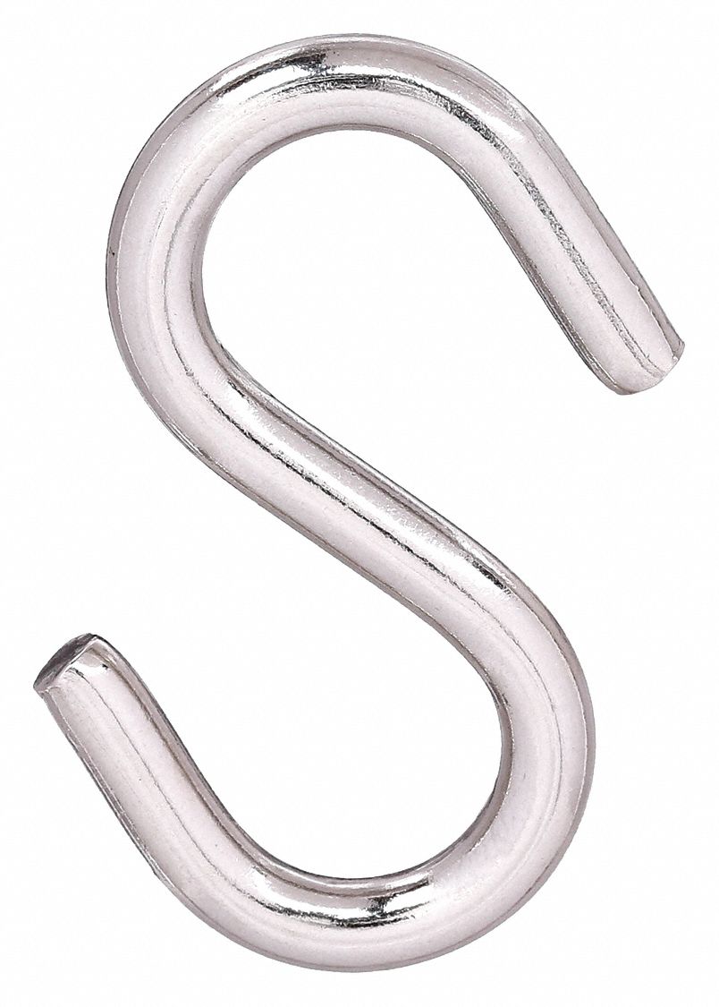 S HOOK, STAINLESS STEEL, ¾ IN LENGTH, UNFINISHED, 25 PK