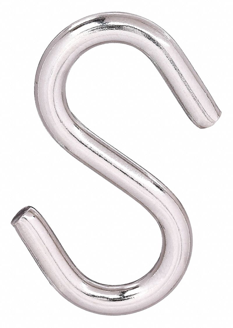 S HOOK, STAINLESS STEEL, 1 IN LENGTH, UNFINISHED, 25 PK