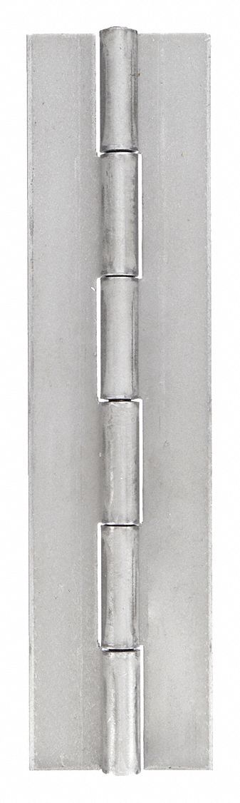 Piano Hinge: Steel, 12 in Leaf Ht, 1 1/2 in Leaf Wd