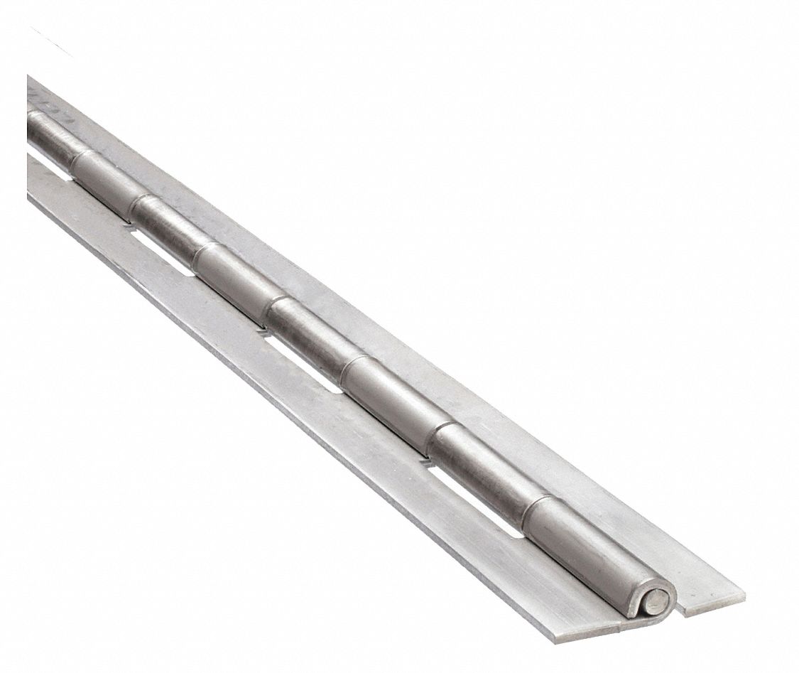 Piano Hinge: Stainless Steel, 24 in Leaf Ht, 1 in Leaf Wd