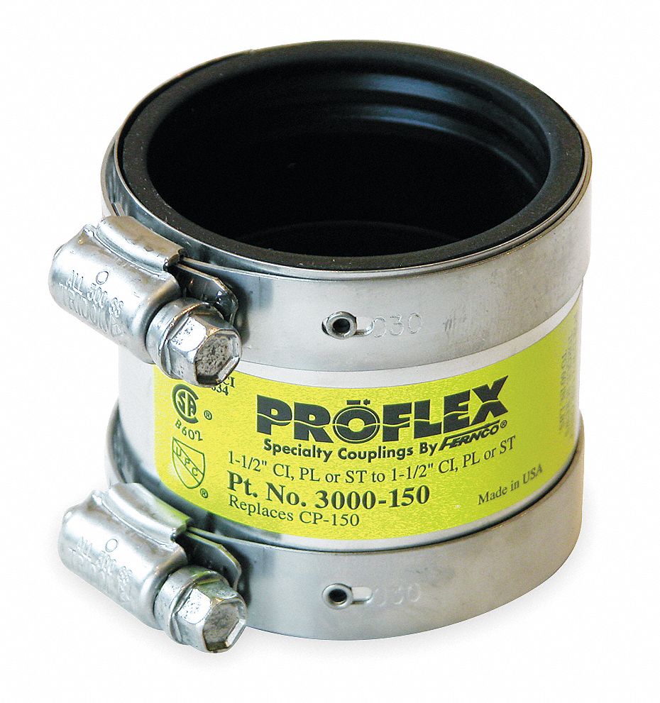 GRAINGER APPROVED Shielded Transition Coupling Neoprene, 1 1/2 in For