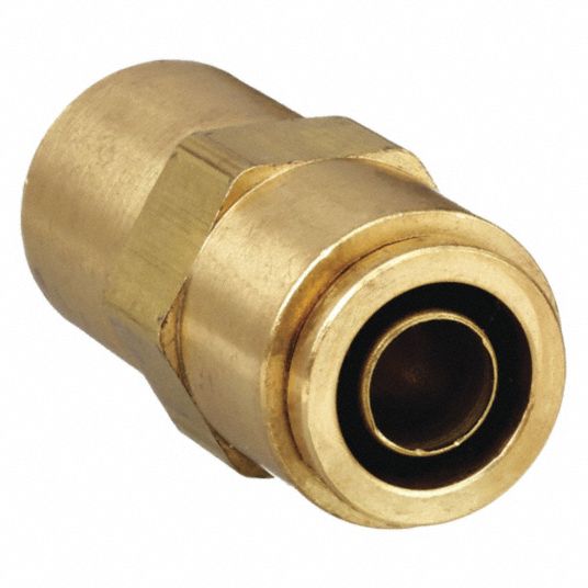 Female Connector: Brass, Push-to-Connect x NPTF, For 3/8 in Tube OD, 1/8 in  Pipe Size, Imperial