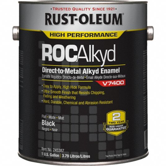 Rust-Oleum 245387 V7400 Alkyd Enamel, Flat Black, 1 gal.