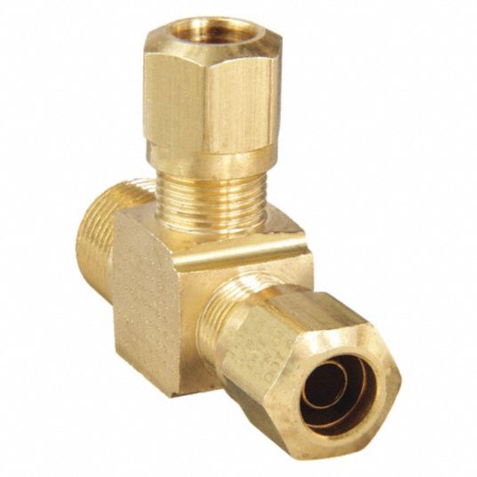 Nickel-Plated Brass, For 3/8 in x 1/4 in Tube OD, Male Run Tee - 2ZLN7 ...