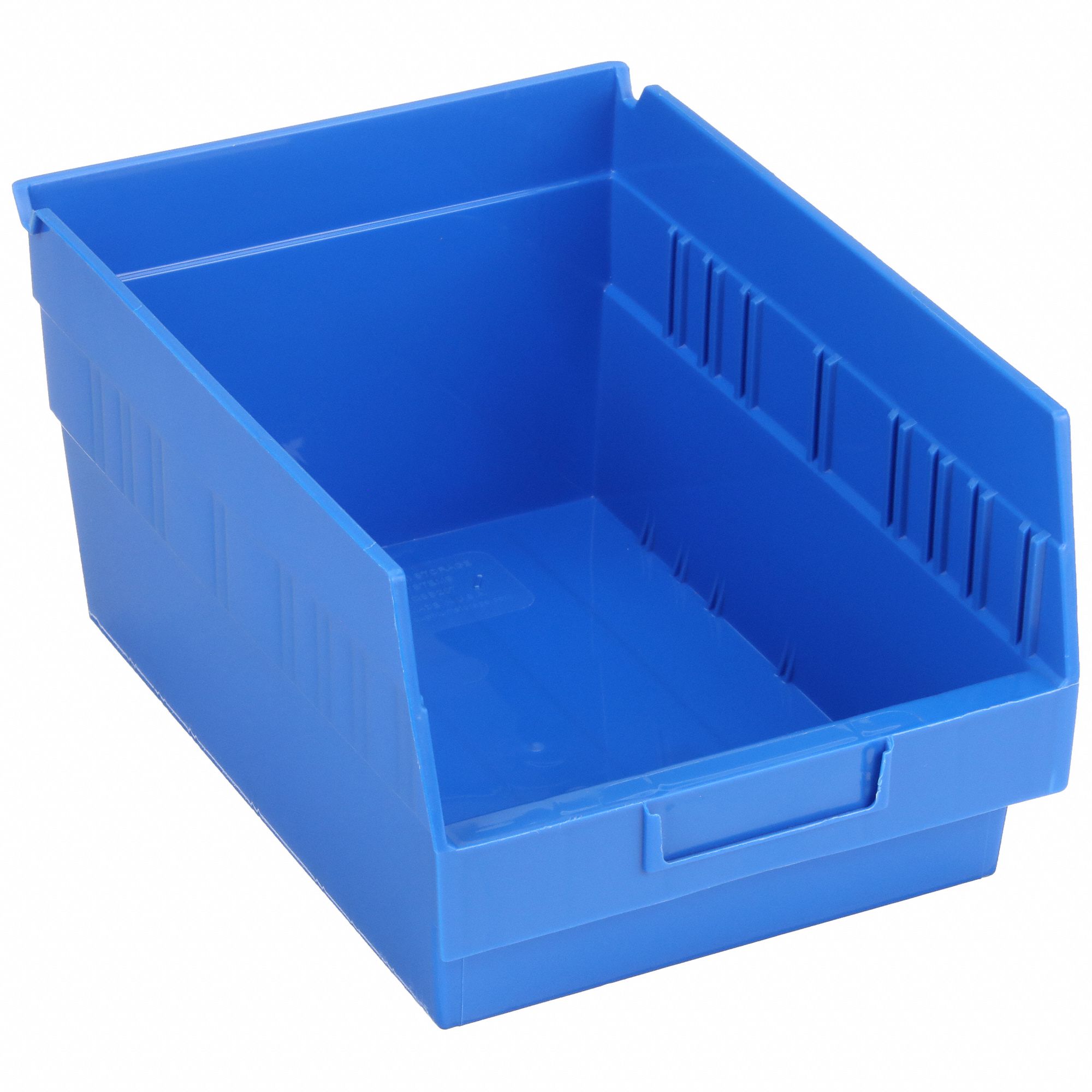 Shelf Bin: 11 5/8 in Overall Lg, 8 3/8 in x 6 in, Blue, Nesting Capable