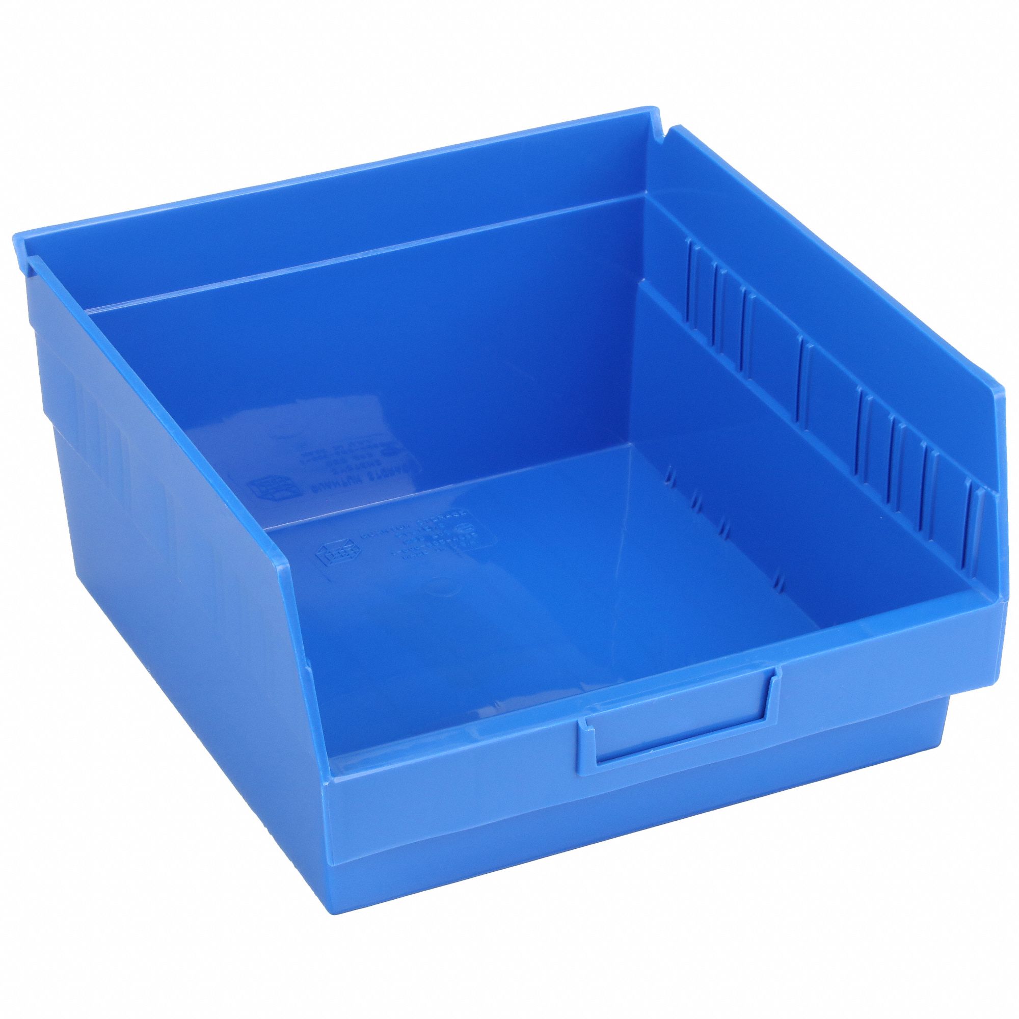 Shelf Bin: 11 5/8 in Overall Lg, 11 1/8 in x 6 in, Blue, Nesting Capable