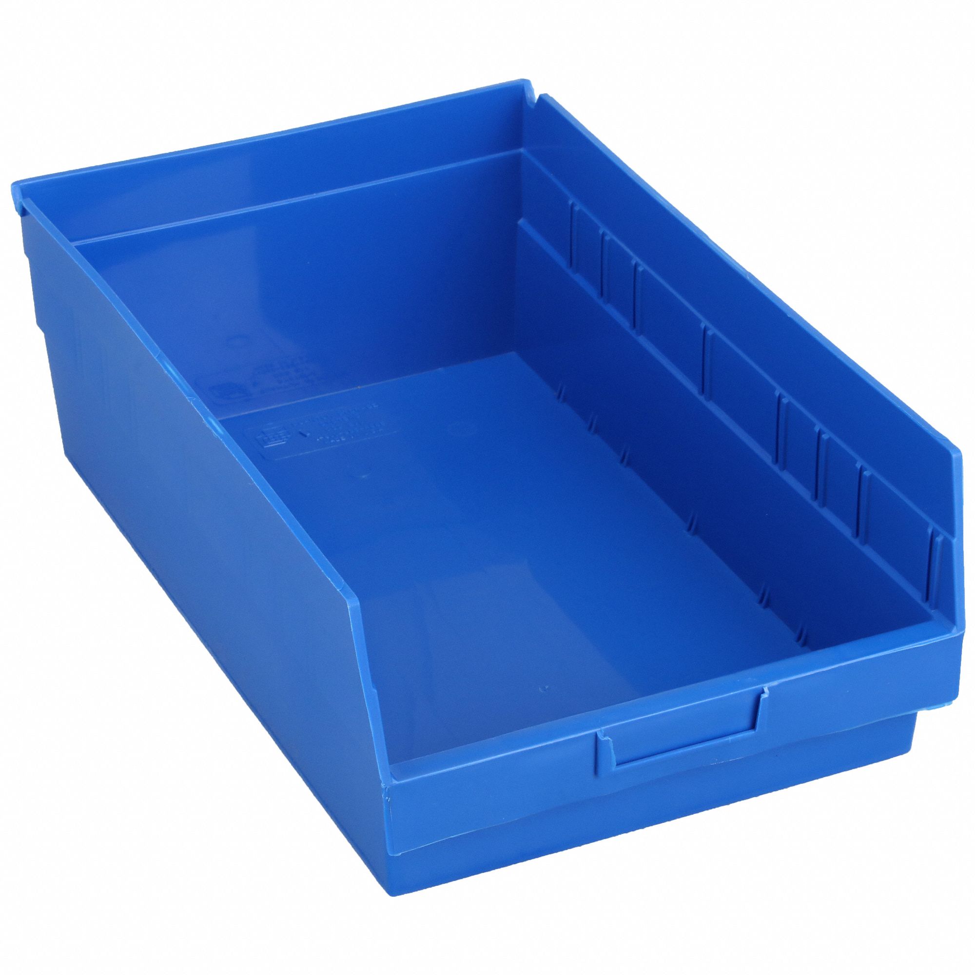 Shelf Bin: 17 7/8 in Overall Lg, 11 1/8 in x 6 in, Blue, Nesting Capable