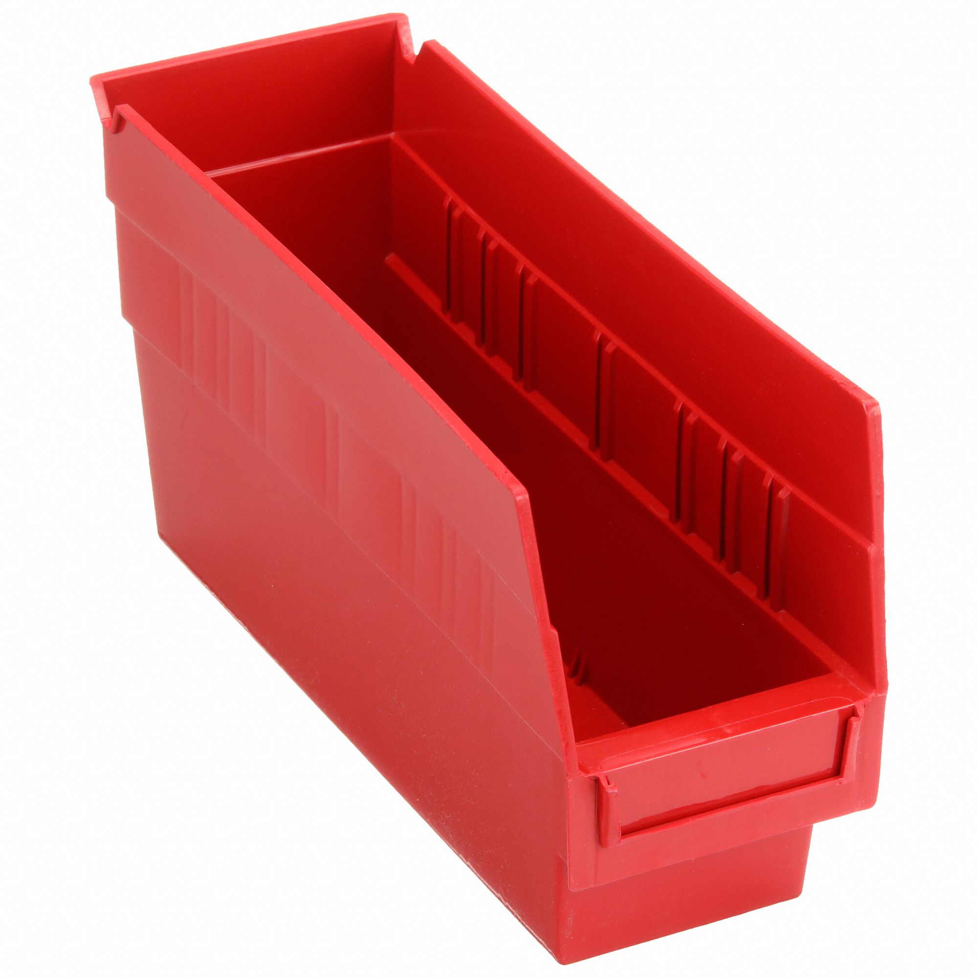 Shelf Bin: 11 5/8 in Overall Lg, 4 1/8 in x 6 in, Red, Nesting Capable