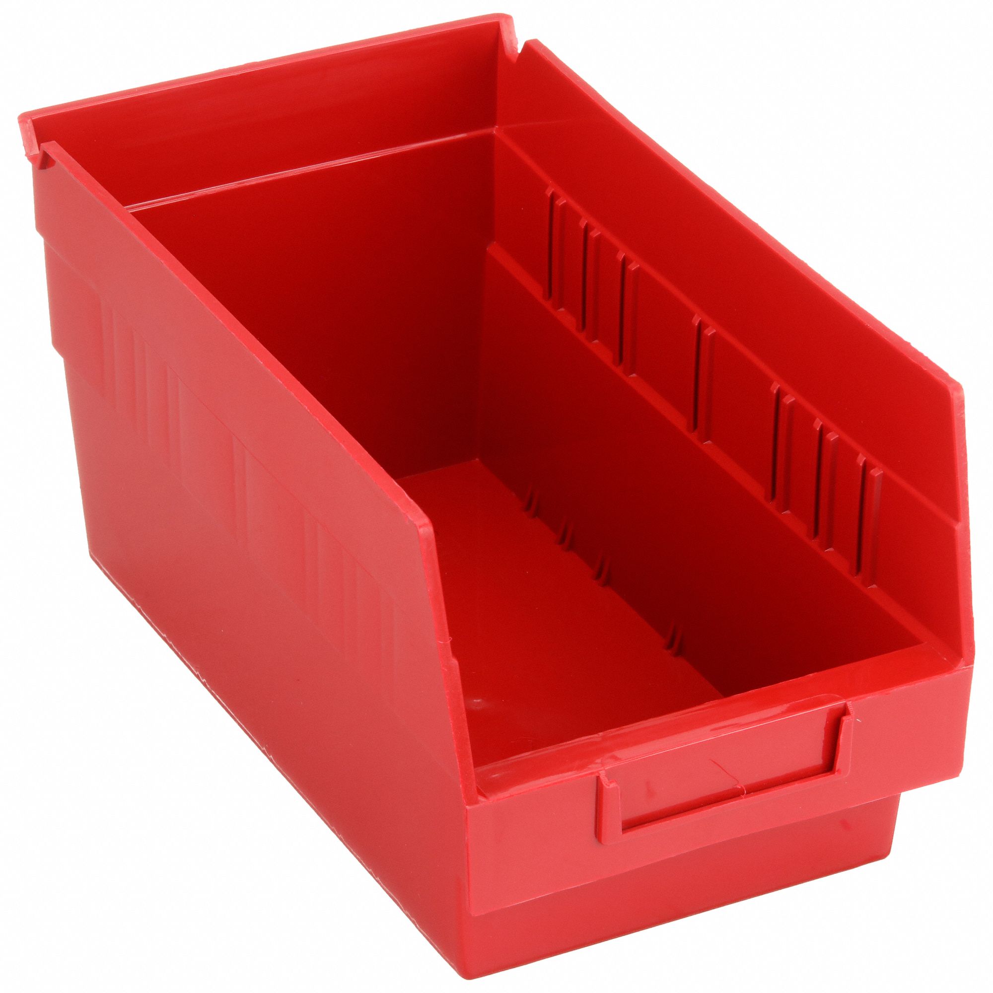 Shelf Bin: 11 5/8 in Overall Lg, 6 5/8 in x 6 in, Red, Nesting Capable