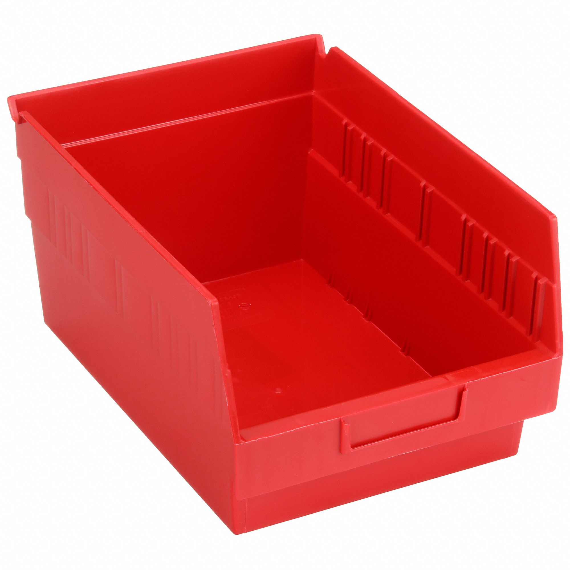 Shelf Bin: 11 5/8 in Overall Lg, 8 3/8 in x 6 in, Red, Nesting Capable
