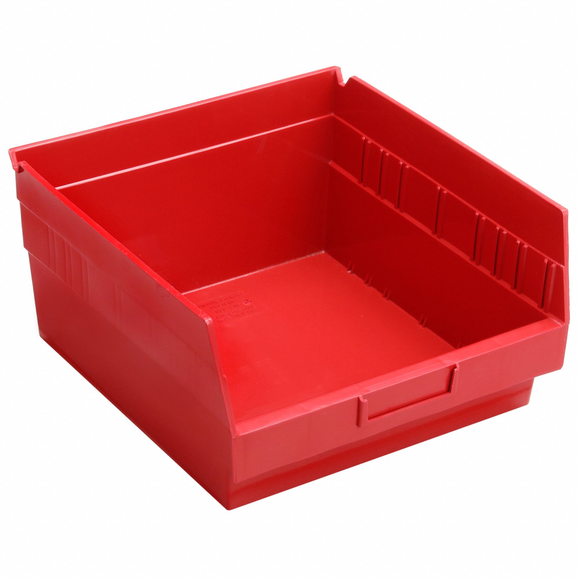 Shelf Bin: 11 5/8 in Overall Lg, 11 1/8 in x 6 in, Red, Nesting Capable
