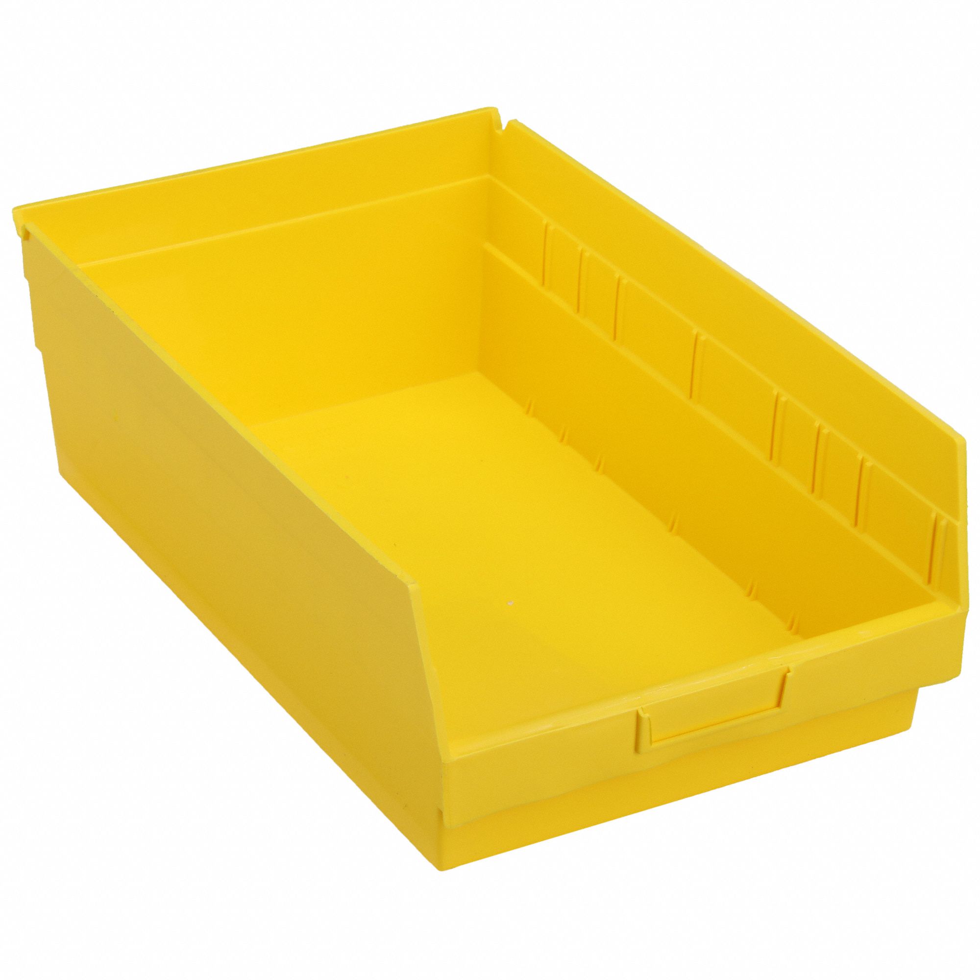 Shelf Bin: 17 7/8 in Overall Lg, 11 1/8 in x 6 in, Yellow, Nesting Capable