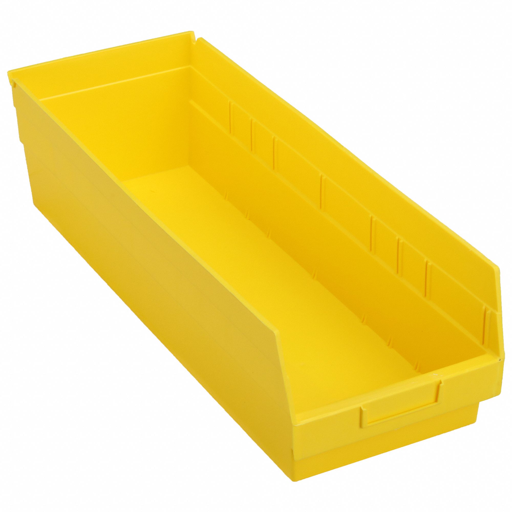 Shelf Bin: 23 5/8 in Overall Lg, 8 3/8 in x 6 in, Yellow, Nesting Capable