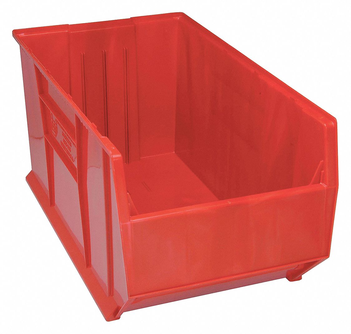 Bin: 35 7/8 in Overall Lg, 19 7/8 in x 17 1/2 in, Red, Stacking Capable