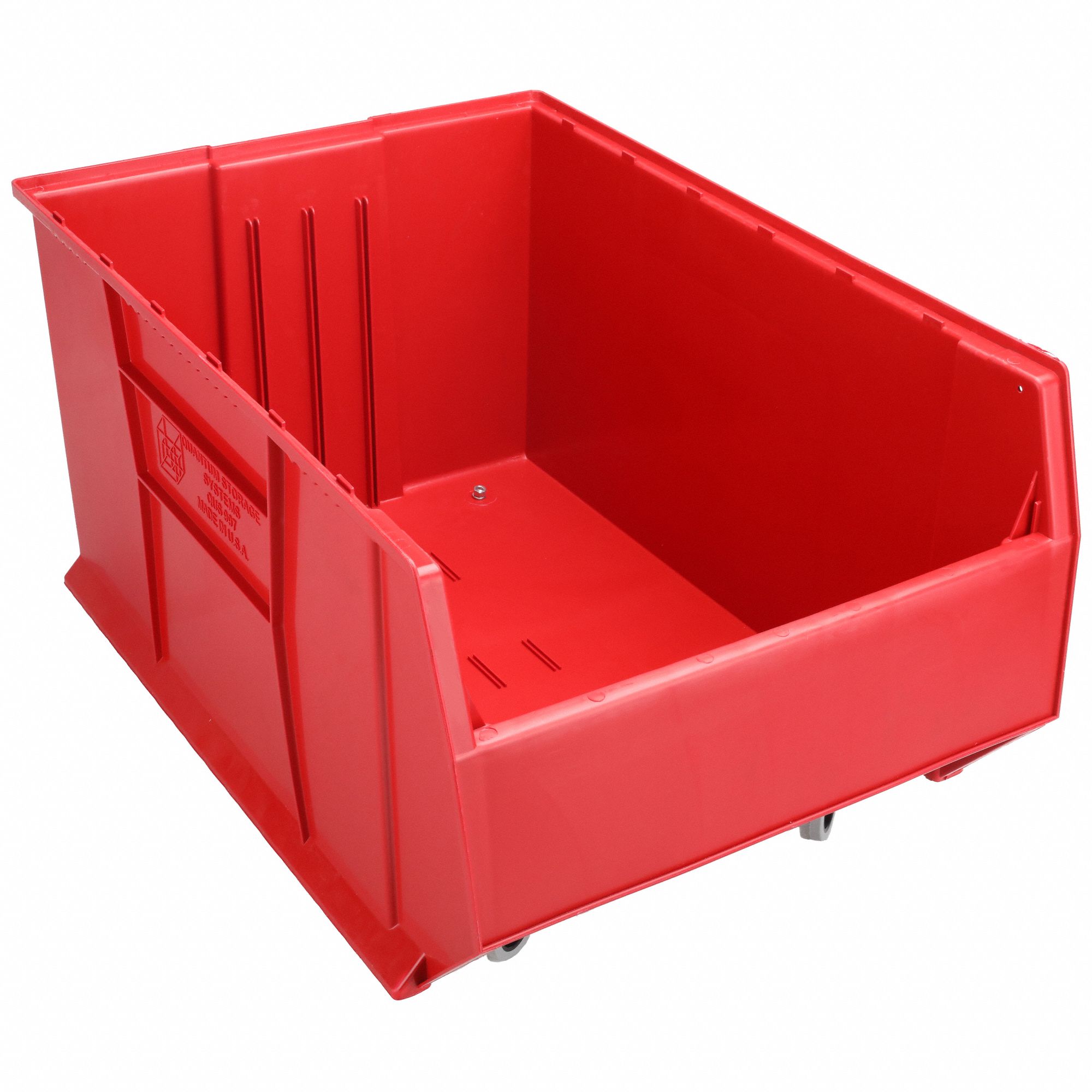 QUANTUM STORAGE SYSTEMS Mobile Bin: 35 7/8 in Overall Lg, 23 7/8 in x 17  1/2 in, Red, Stackable