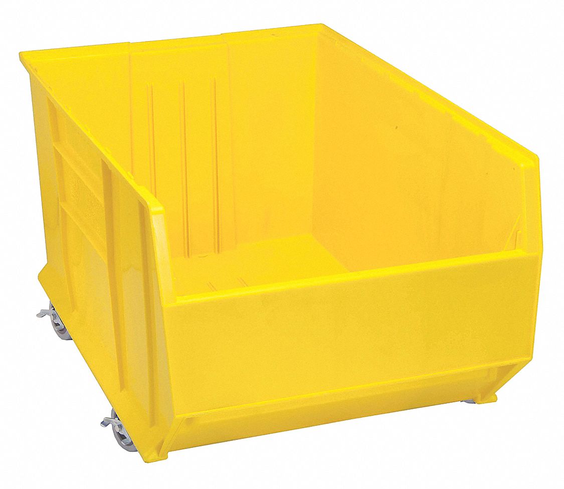 Mobile Bin: 35 7/8 in Overall Lg, 23 7/8 in x 17 1/2 in, Yellow