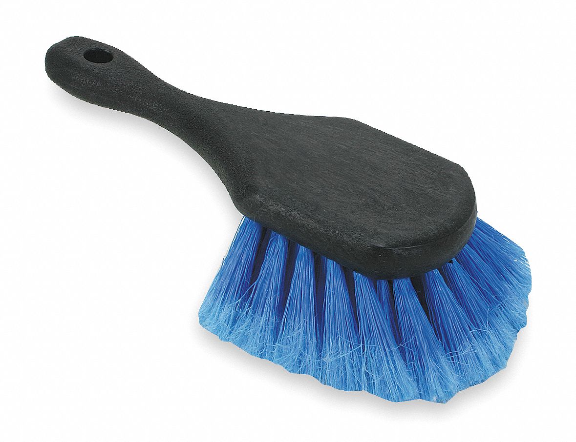 DIP AND WASH BRUSH, HANDHELD BRUSH, 2 IN BRISTLE L, 3 IN BRUSH HEAD W, SOFT, BLUE, BLACK