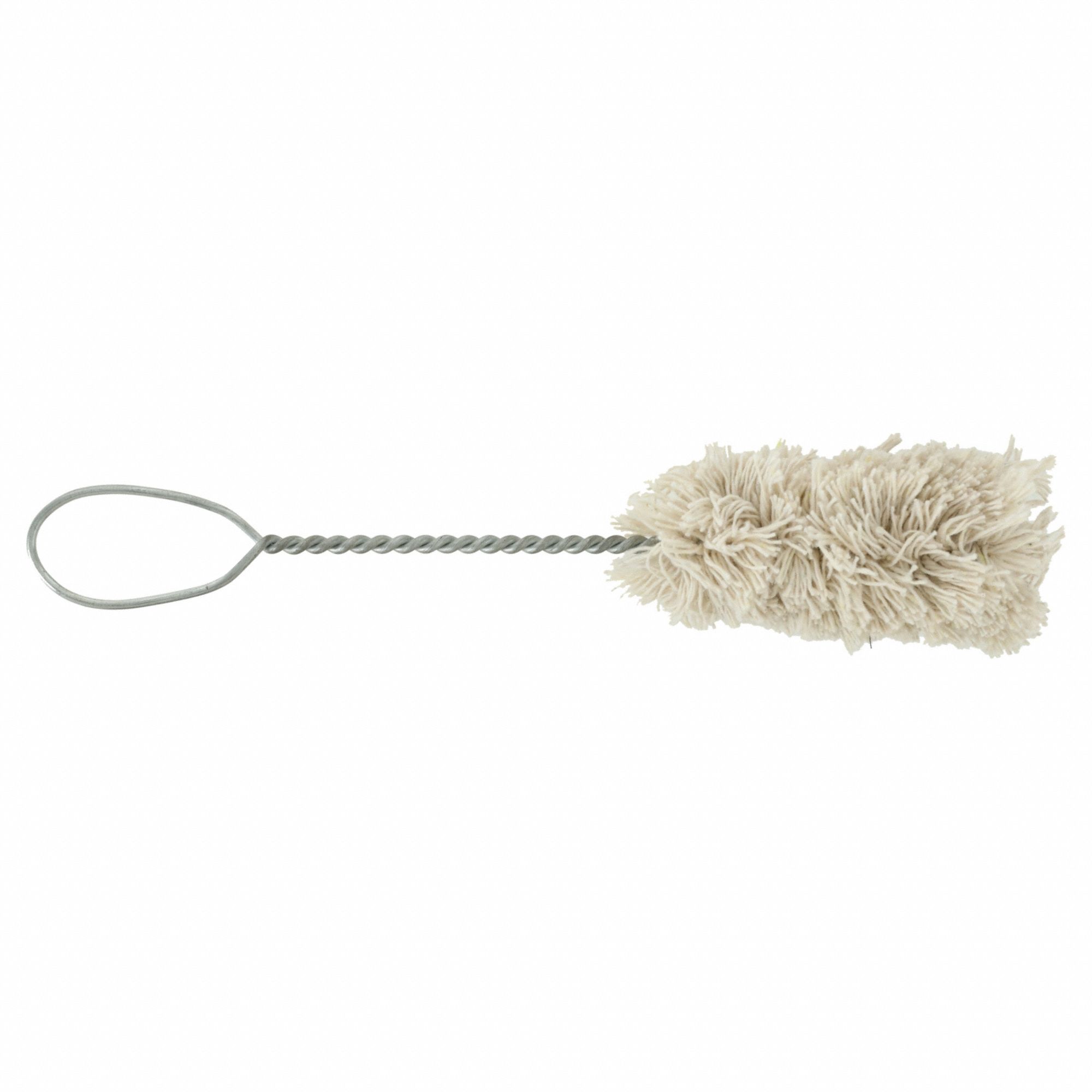 Tire Brush: Handheld Brush, Soft, Cream, 4 1/2 in Brush Head Lg, Cotton, Silver, Iron