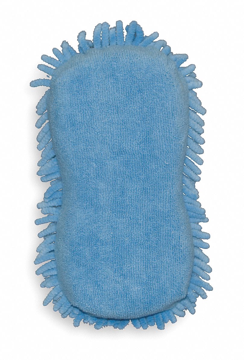EPONGE MICROFIBRE ET CHENILLE BLEUE