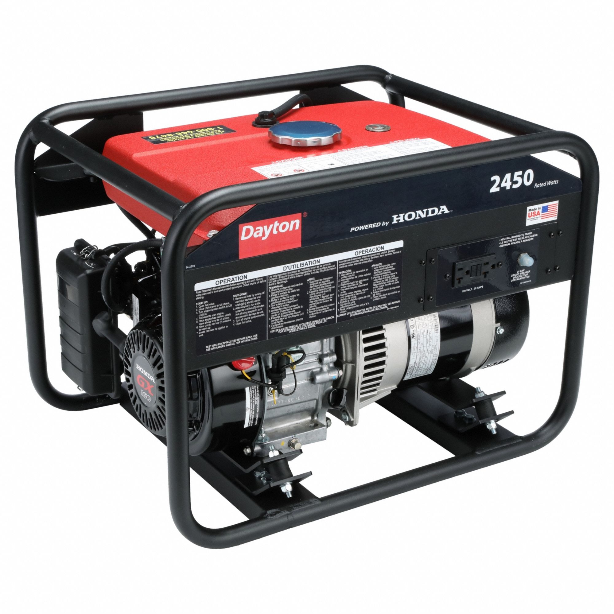 DAYTON, Conventional, Gasoline, Portable Generator - 2ZRP6|GEN-3000 ...