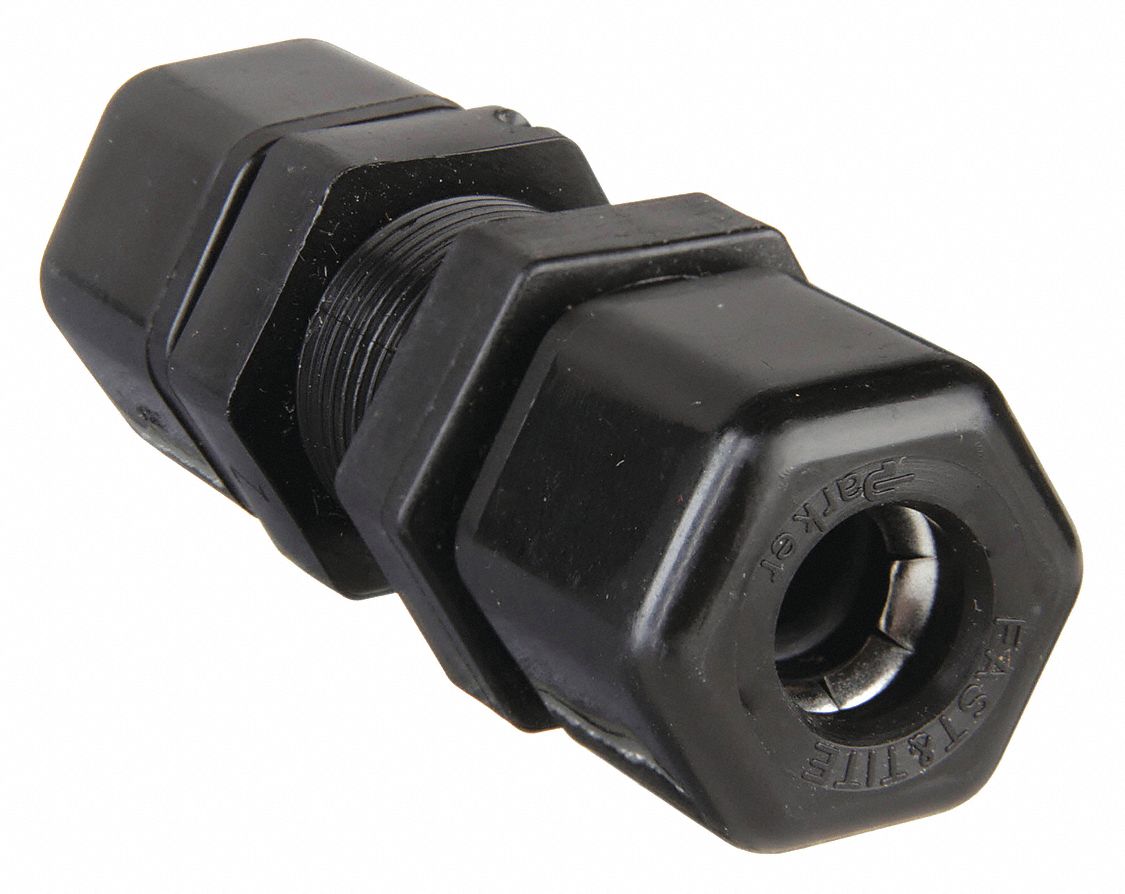 Compression Fitting Union: Bulkhead, 1/2 in OD x 1/2 in OD Size, Compression x Compression