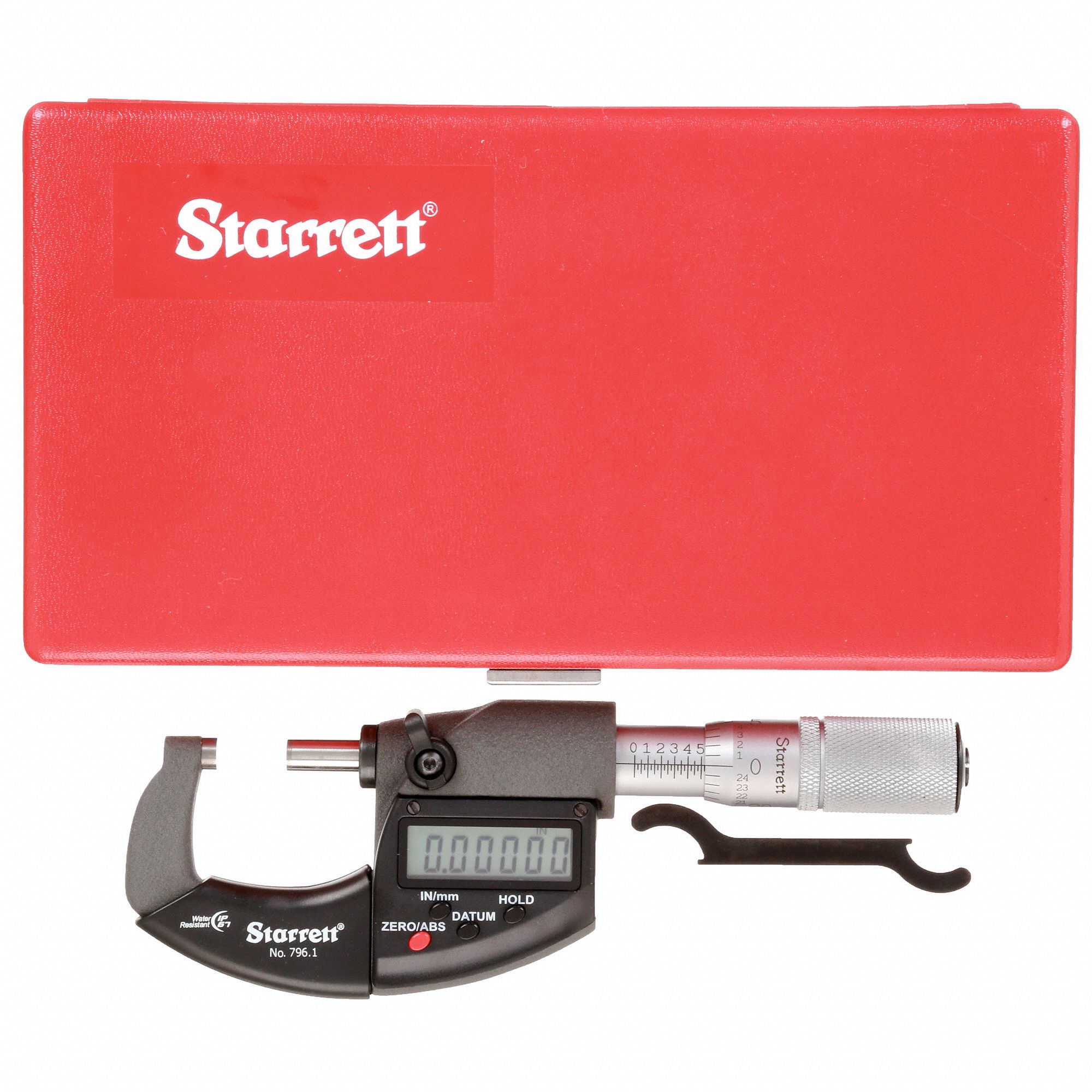STARRETT IP67 Digital Outside Micrometer 0 in to 1 in/0 to 25 mm Range