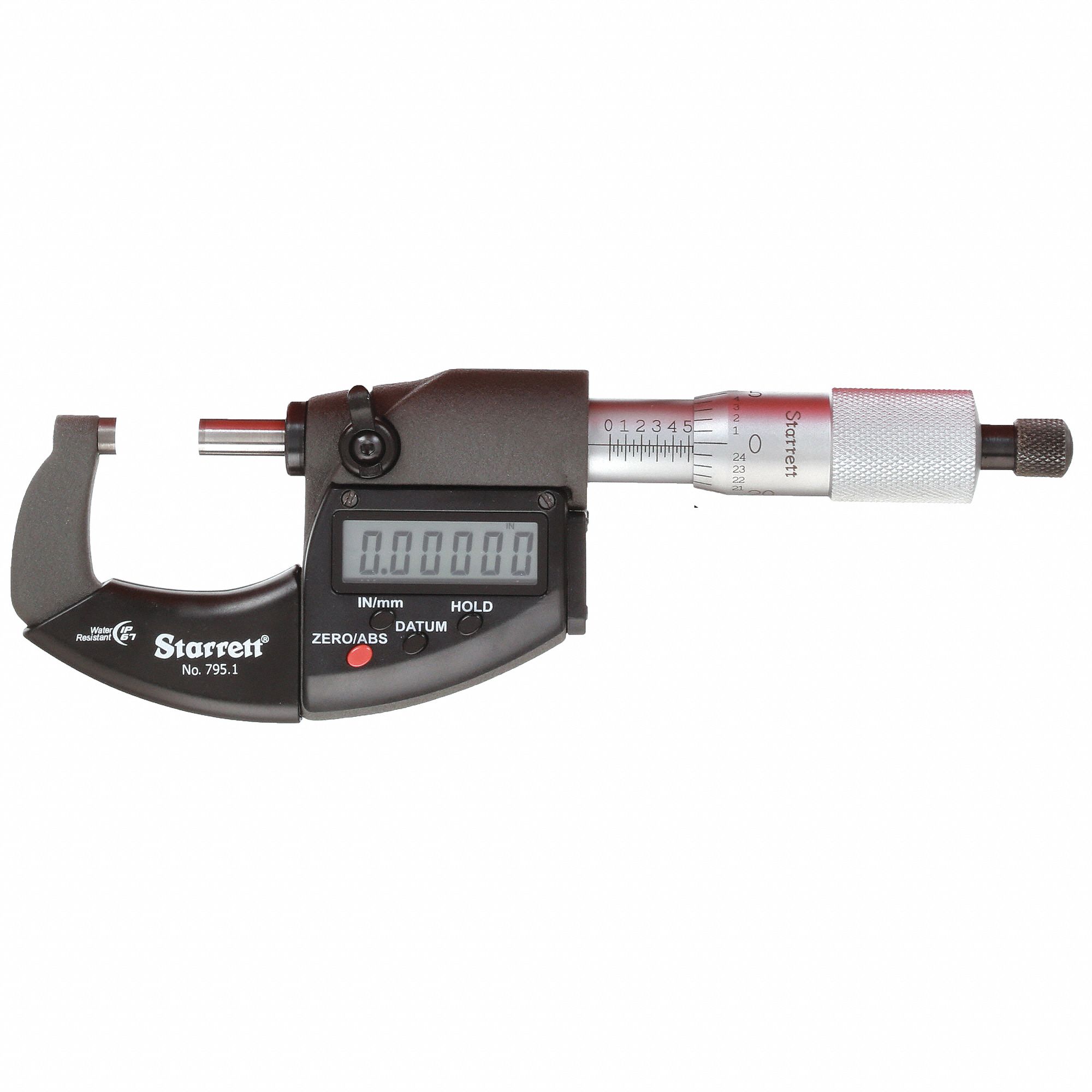 IP67 DIGITAL OUTSIDE MICROMETER, 0 TO 1 IN/0 TO 25MM RANGE, IP67, +/-0005 IN ACCURACY