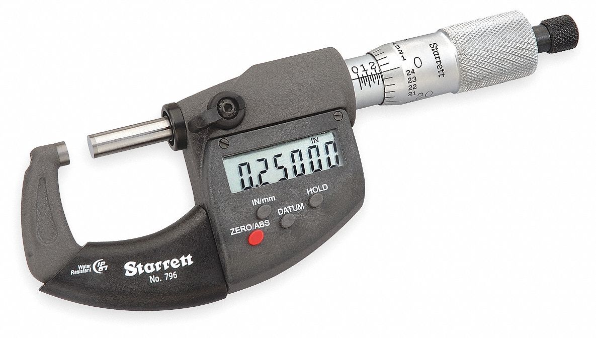 Starrett 796.1XRL1 Starrett IP67 Digital Outside Micrometer 0 in to 1