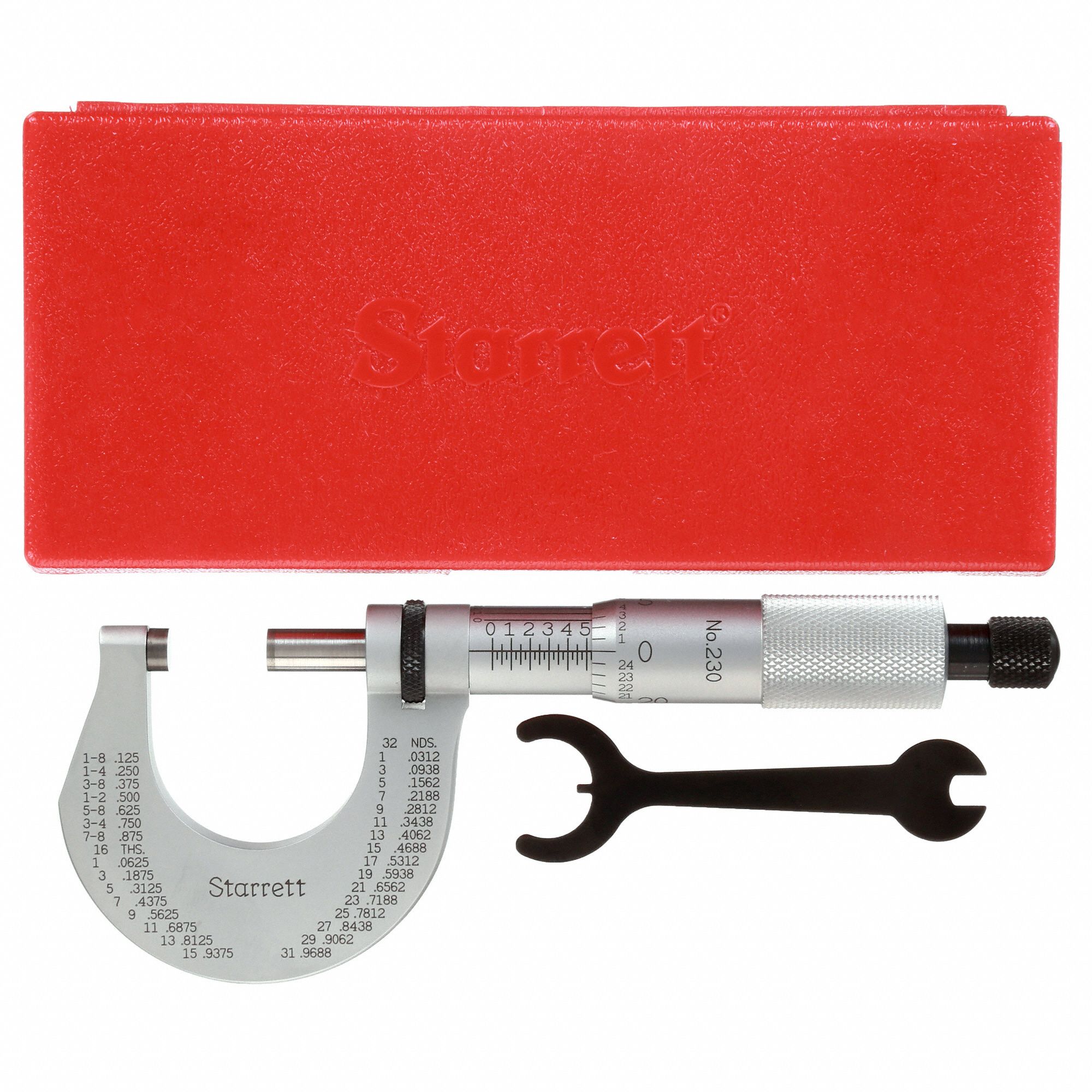 Carbide Faces +/-0.00005 Accuracy Starrett T230XRL W/SLC Outside Micrometer Ratchet Stop With Standard Letter of Certification Lock Nut 0-1 Range 0.0001 Graduation 